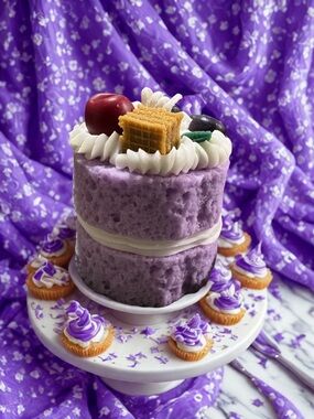 Purple Fruit-Topped Decorative Dessert Candle